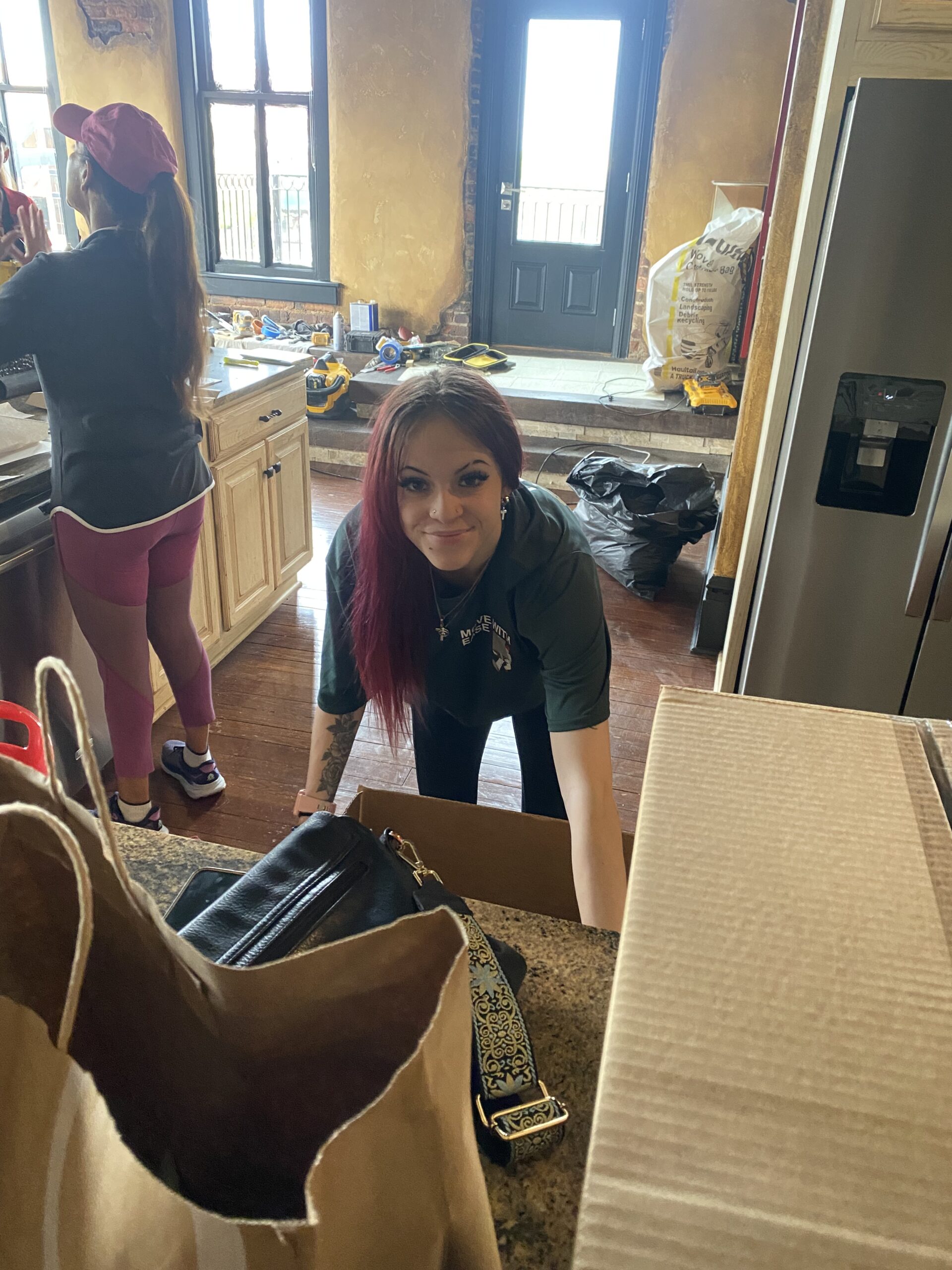 packing boxes in a house